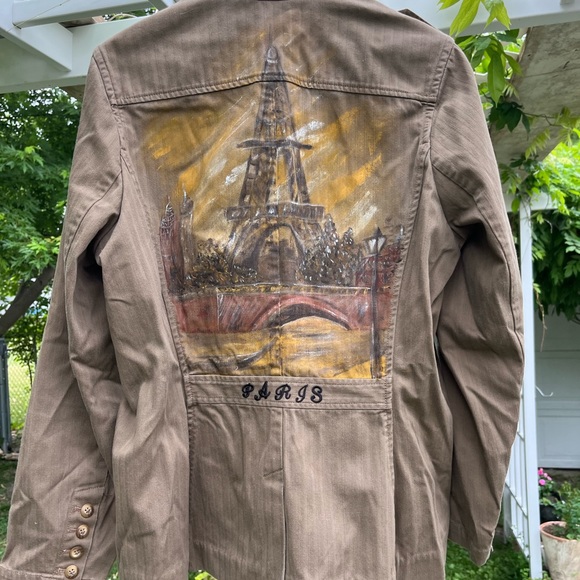 Handpainted jacket with the Eiffel Tower - Picture 2 of 2